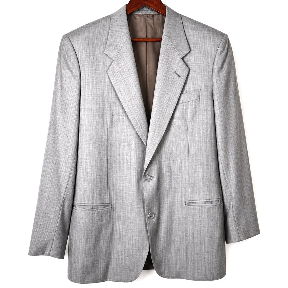 Lubiam Italy Mens 40R Gray Pure Wool Sport Coat Blazer Jacket Two Button IT 50